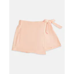Pantaloons Junior Kid Girls Peach Solid Cotton Wrap Skort-picture-11