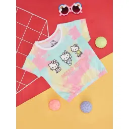 Pantaloons Junior Kids Blue & Pink Cotton Printed T-Shirt-picture-27