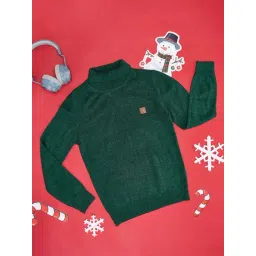 Pantaloons Junior Kids Green Regular Fit Full Sleeves Sweater-picture-10