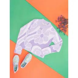 Pantaloons Junior Kids Lilac & White Floral Print Full Sleeves Sweater-picture-34