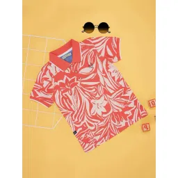 Pantaloons Junior Kids Living Coral Cotton Floral Print Polo T-Shirt-picture-18