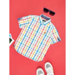 Pantaloons Junior Kids Multicolor Cotton Chequered Shirt-picture-19