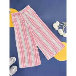 Pantaloons Junior Kids Pink & Blue Striped Trousers-picture-13