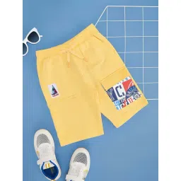 Pantaloons Junior Kids Snapdragon Yellow Cotton Printed Shorts-picture-14