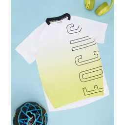 Pantaloons Junior Knit Half Raglan Sleeves Focus Text Printed Ombre Tee - Bright White-picture-11