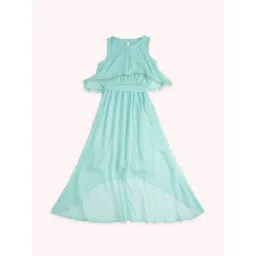 Pantaloons Junior Mint Green Cotton Self Pattern Dress-picture-47