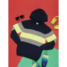 Pantaloons Junior Navy & Grey Color Block Full Sleeves Sweater-picture-12