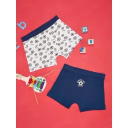 Pantaloons Junior Navy & White Cotton Printed Trunk (Pack of 2)-picture-45