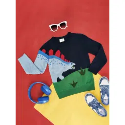 Pantaloons Junior Navy Blue Printed Regular Fit Sweater-picture-11