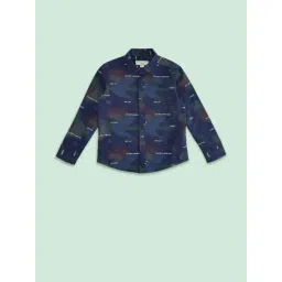 Pantaloons Junior Navy Cotton Printed Full Sleeves Shirt-picture-27