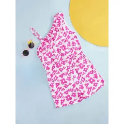 Pantaloons Junior Neon Pink & White Cotton Floral Print Jumpsuit-picture-23