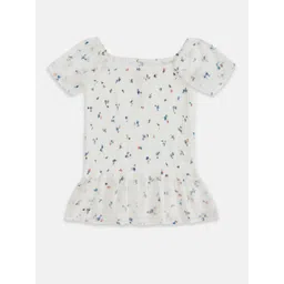 pantaloons junior Pantaloons  Junior Girls White Floral Print Smocked Peplum Top-picture-33