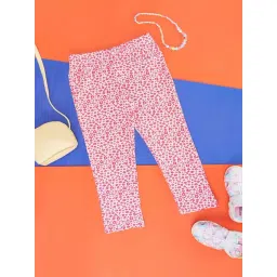 Pantaloons Junior Pink Cotton Floral Print Leggings-picture-18
