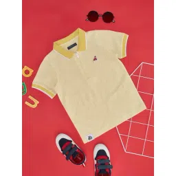 Pantaloons Junior Primrose Yellow Cotton Self Pattern Polo T-Shirt-image-14