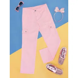 Pantaloons Junior Prism Pink Cotton Regular Fit Trousers-picture-21