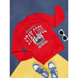 Pantaloons Junior Red Printed Cotton Regular Fit Sweatshirt-picture-38