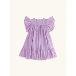 Pantaloons Junior Self Design Flutter Sleeves Flounce Cotton A-Line Dress-picture-19