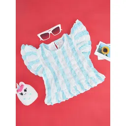 Pantaloons Junior Self Design Striped Button Closure Top-picture-14