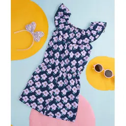 Pantaloons Junior Sleeveless Flower Printed Jumpsuit - Lavender-picture-16