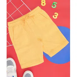 Pantaloons Junior Solid Cotton Shorts - Banana Cream Yellow-picture-25