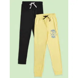 Pantaloons Junior Yellow & Black Cotton Printed Trackpants-picture-17