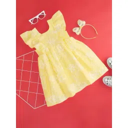 Pantaloons Junior Yellow Floral Print Dress-picture-47