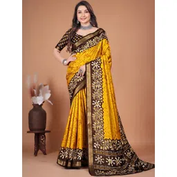 Panzora Bagru Batik Print Saree With Blouse Piece-picture-21