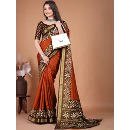 Panzora Batik Printed Zari Bagru Saree-picture-31