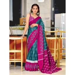 Panzora Block Print Saree with Unstitched Blouse Piece-picture-20