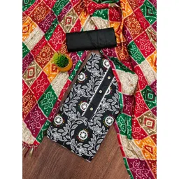 Panzora Floral Embroidered Thread Work Cotton Unstitched Dress Material-picture-19