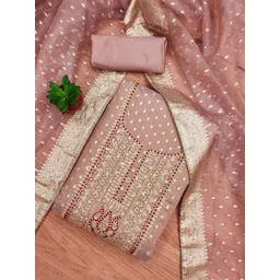 Panzora Floral Embroidered Woven Design Unstitched Dress Material-picture-26