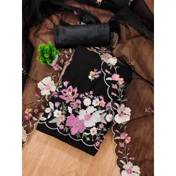 Panzora Floral Embroidered Zardozi Unstitched Dress Material-picture-17