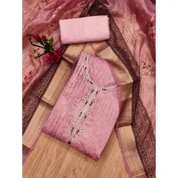 Panzora Floral Printed Beads and Stones Unstitched Dress Material-picture-35