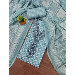 Panzora Floral Printed Embellished Cotton Unstitched Dress Material-picture-37