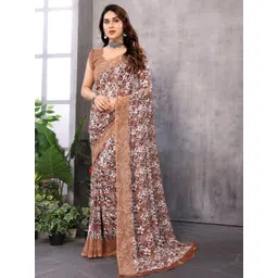 Panzora Floral Printed Saree With Unstitched Blouse-picture-29