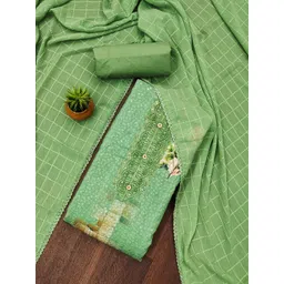 Panzora Floral Printed Sequinned Cotton Unstitched Dress Material image 1