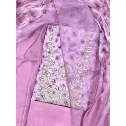 Panzora Floral Printed Sequinned Organza Unstitched Dress Material-picture-15