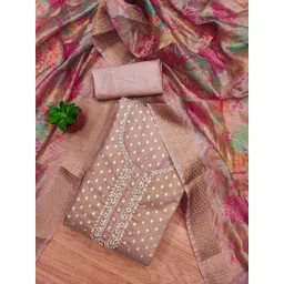 Panzora Floral Printed Woven Design Embellished Unstitched Dress Material-picture-25