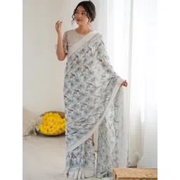 Panzora Floral Printed Woven Design Saree With Unstitched Blouse Piece-picture-27