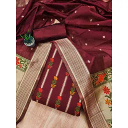 Panzora Floral Woven Design Cotton Silk Unstitched Dress Material-picture-27