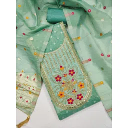 Panzora Floral Woven Design Sequnnied Jacquard Unstitched Dress Material-picture-19