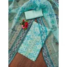 Panzora Women Embroidered Beads and Stones Organza Unstitched Dress Material-picture-11