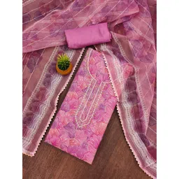 Panzora Women Ethnic Motifs Printed Organza Unstitched Dress Material-picture-12