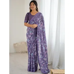 Panzora Women Floral Printed Satin Saree With Matching Blouse Piece-picture-39