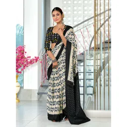 Panzora Women Geometric Printed Cotton Blend Block Print Saree-picture-36