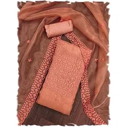 panzora Women's Organza Sequence Embroidery Work Unstitched Salwar Suit Dress Material-picture-43