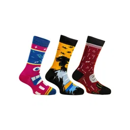 Papa Socks Unisex Pack Of 3 Patterned Cotton Calf-Length Socks-picture-24