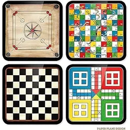 Paper Plane Design Tea Coaster Set Wooden Decorative Coasters Set. Home and Office Wooden Coaster Set. (Ludo)-image-0