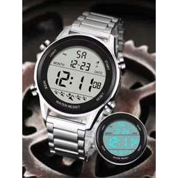 PAPIO Men Dial & Bracelet Style Straps Digital LED Backlight Watch DIGITAL-031 SILVER-picture-31