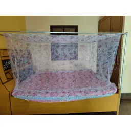 pappu industry Cotton Adults Washable Mosquito net mohan 2.0 /4x6 printed raddish-blue Mosquito Net image 1